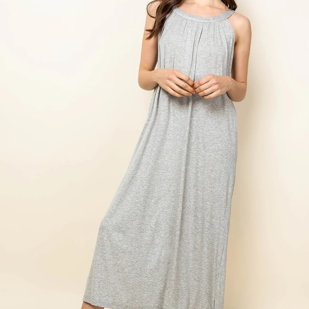 THML Casual Medium Gray Maxi Dress with pockets!